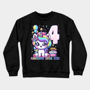 Kids Unicorn 4Th Birthday 4 Year Old Unicorn Party Girls Outfit Crewneck Sweatshirt